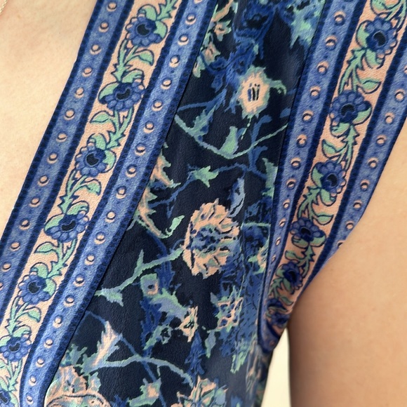 Rebecca Taylor 100% silk blue vneck dress - Picture 3 of 5